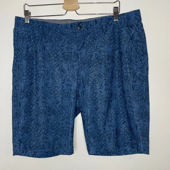 Greg Norman Men's Size 36 Blue Paisley Print Athletic Golf Shorts 90% Polyester - Picture 9 of 9